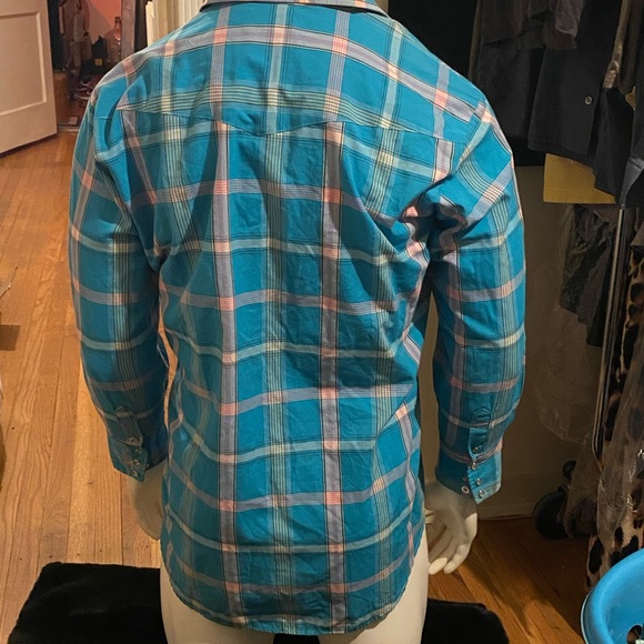 ⚡️Vtg. Gold collection by Karman Plaid  button up - Picture 3 of 9